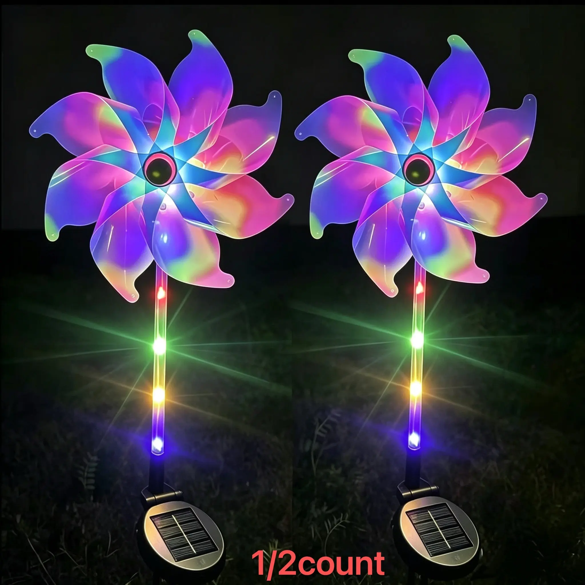 Colorful Windmill Solar Garden Lamp Outdoor Waterproof Stake Lights Decoration Landscape Lighting For Yard Patio Pathway, Festival Gift, Graduation, Independence Day, Father's Day