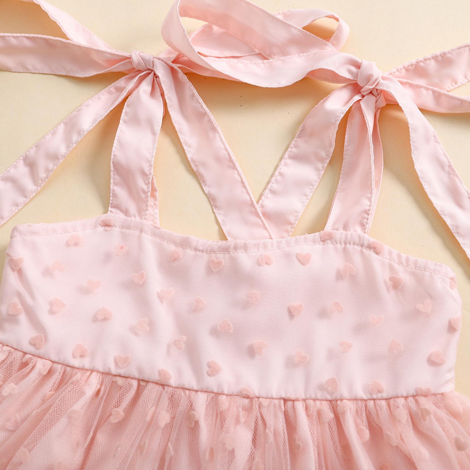 Toddler Baby Girl Princess Boho Dress Sleeveless Spaghetti Strap Swiss Dots Ruffle Tulle Dress Little Girls Summer Outfit