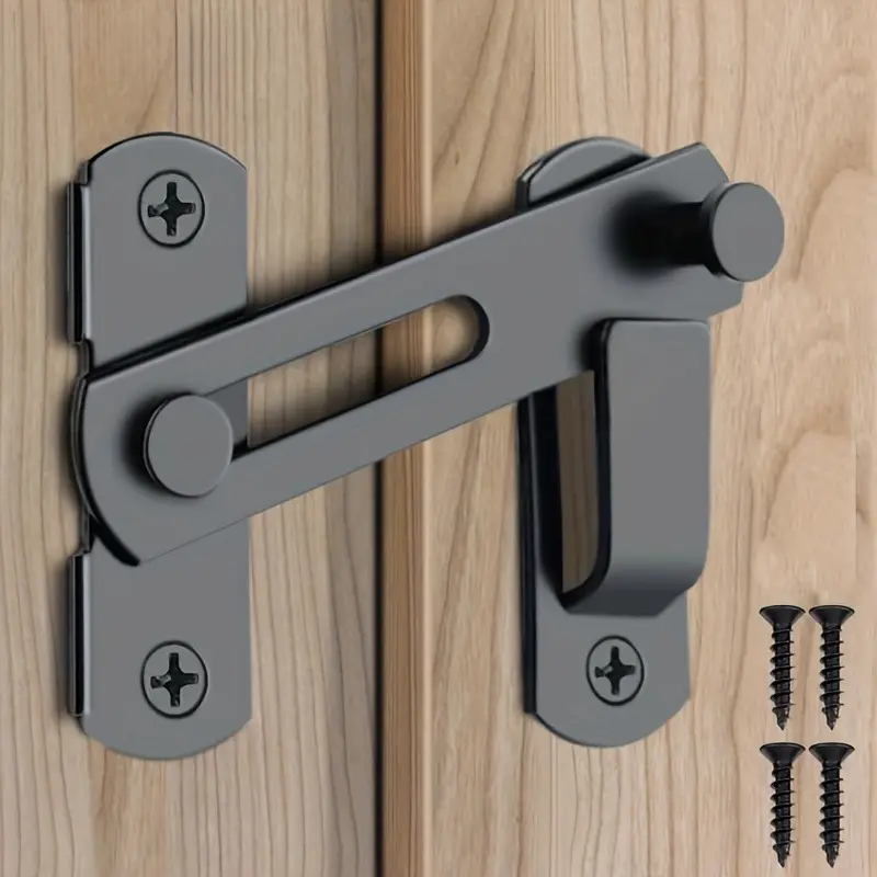 1 set of commercial and residential stainless steel barn door locks, equipped with a 180 ° flip sliding mechanism and screws, easy to install, durable, suitable for pet doors, garages, bathrooms, windows, outdoor use, compatible with wooden doors and