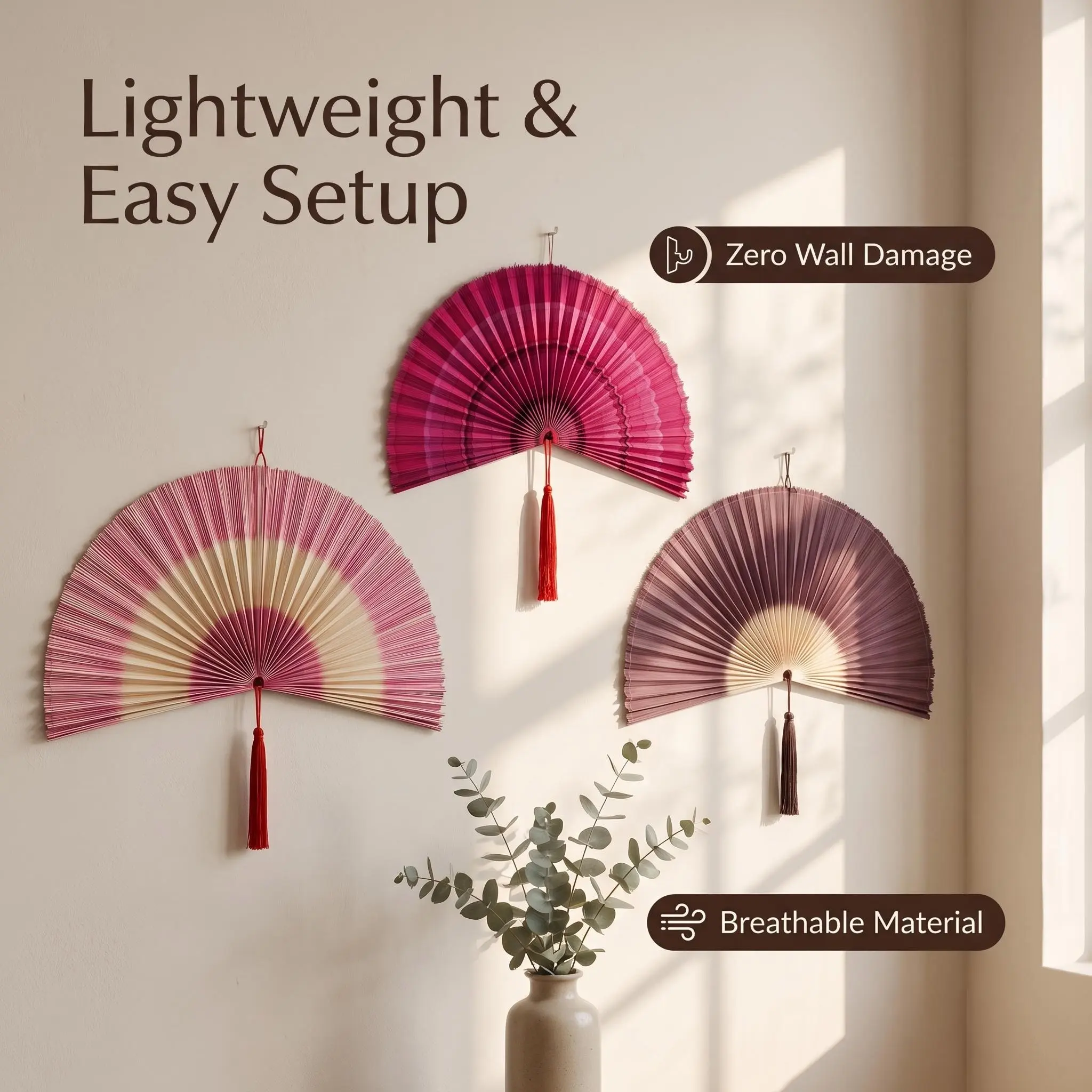 Large Hanging Fan, Decorative Folding Fan, Ultra Large Wall Mount Fan, Bamboo Design, Home Decoration, Festival Gift, Living Room, Bedroom, Tea House, Hotel, Wedding, Coffee Shop