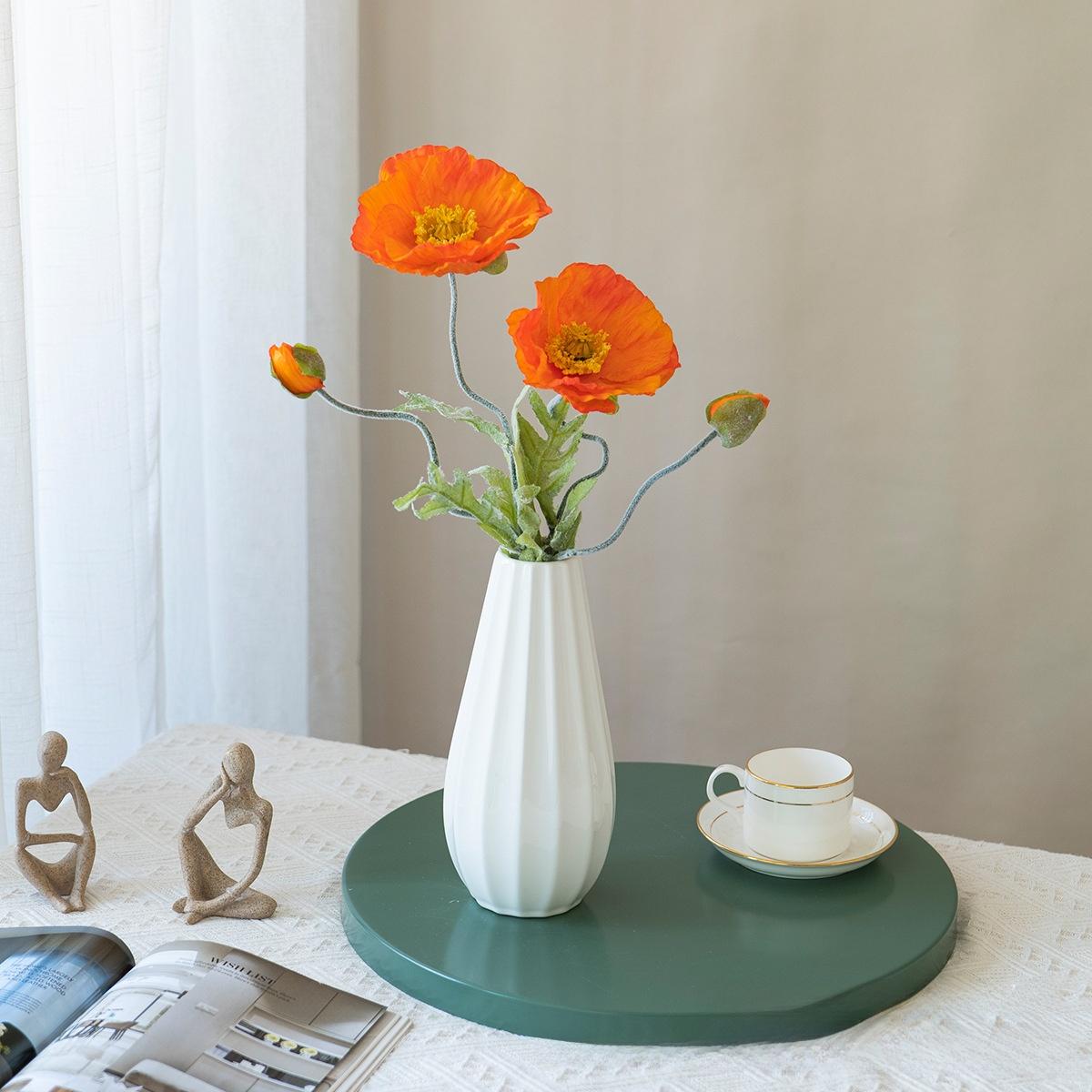 Artificial Poppy Bouquet Fake Flowers Poppy Flower Home Desktop Wedding Potted Plant Photography Prop Decoration