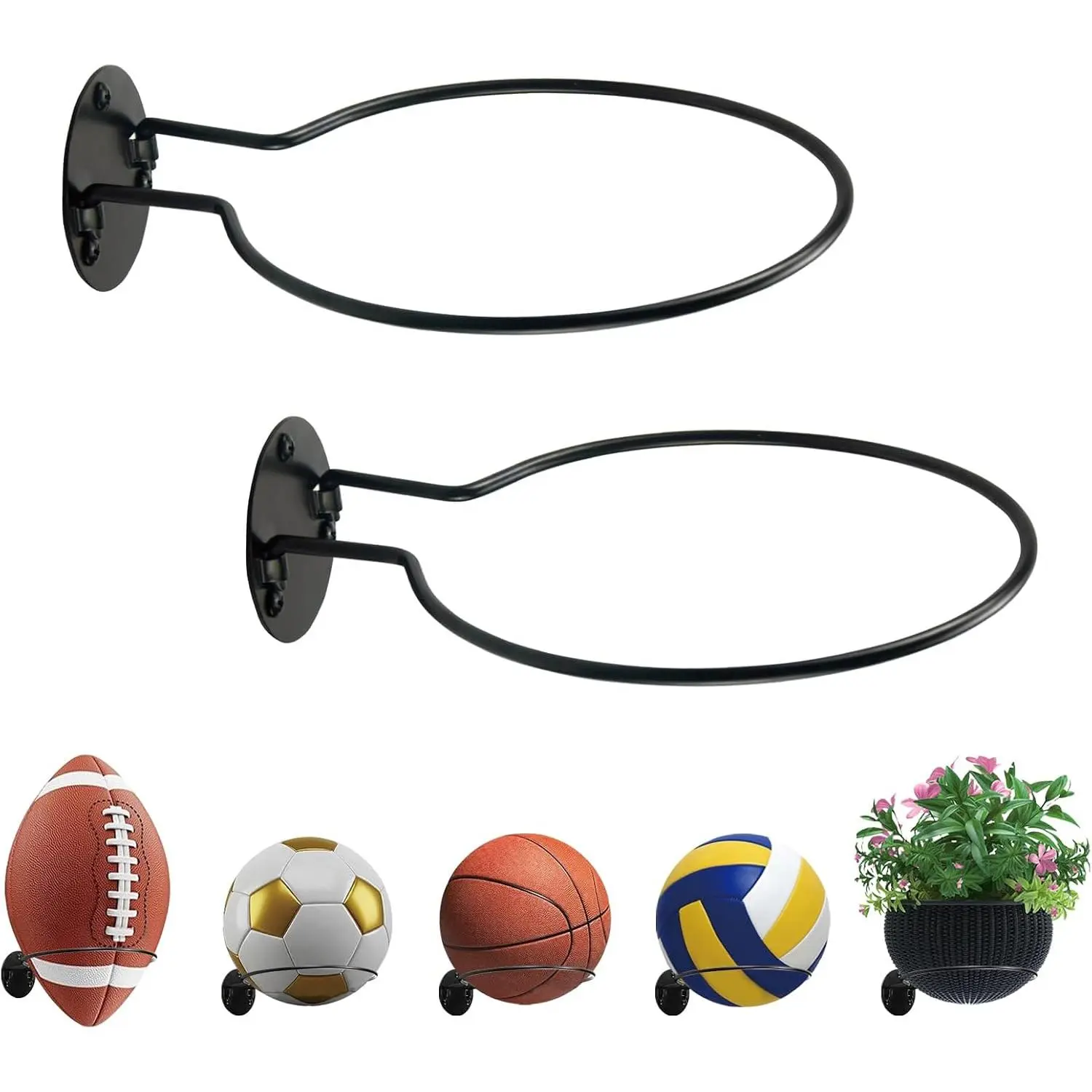 Wall Mount Round Holder -  Planter for Indoor  & Display Stand for Basketball Football  Ball, Decorative Shelf for Room, Teen Boys Men Bedroom Wall Decor (1)
