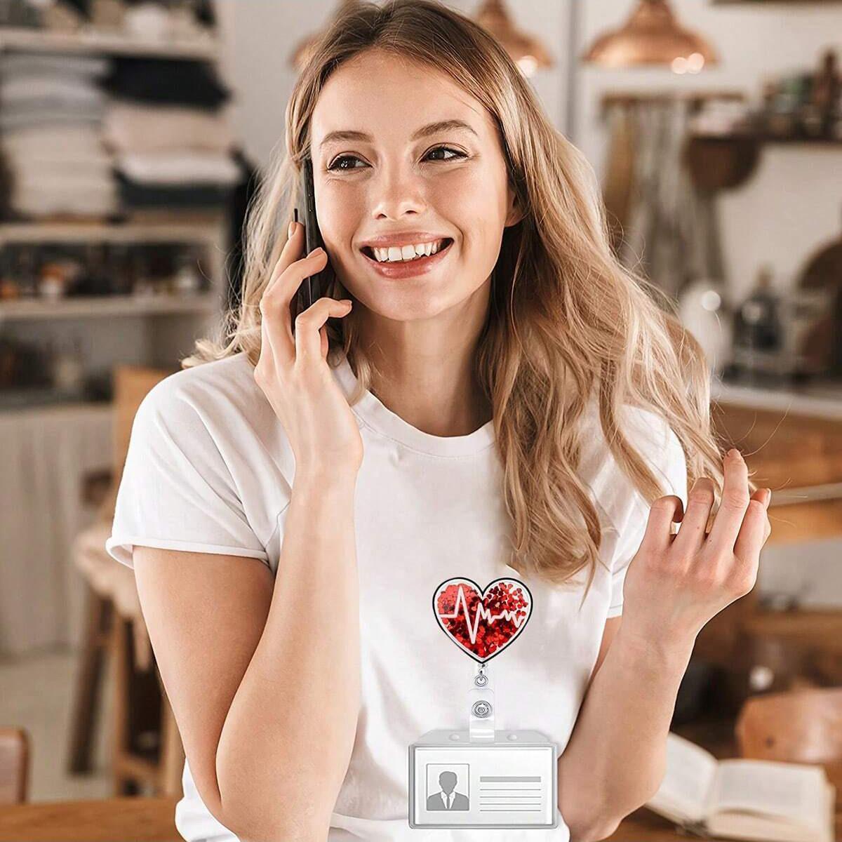 Medical Themed Badge Holder, 1 Count Retractable Badge Reel with Clip, Creative ID Badge Holder for Nurse & Doctor, Badge Decoration