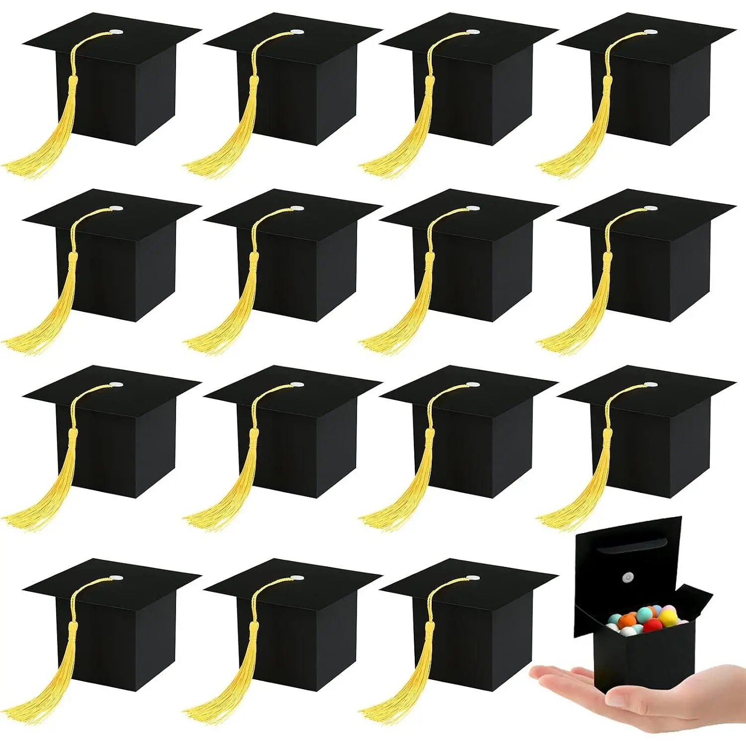 Graduation Party Favors 2026, 24 Pack Favor Boxes Grad Cap Box for Candy Goody Chocolate Gift, Graduation Party Supplies