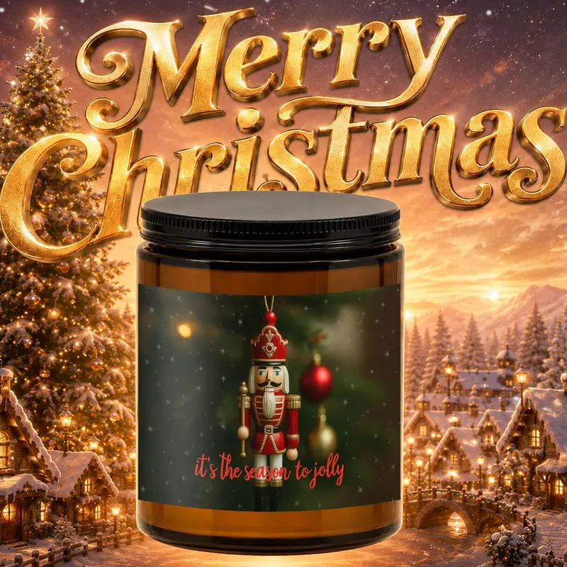 Nutcracker Inspired Candle, Decorative Candle, 1Pc Scented Candle For Home Office Decor Jar Candle Aromatherapy Candle With Nutcracker And Its The Season To Jolly Quote, Christmas Gifts, Gifts For Mom, Coworker, Teacher, Nutcracker Christmas Decor