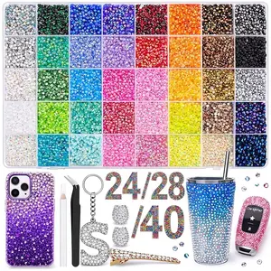 DIY Resin Rhinestones, 24/28/40 Colors, 3mm Mixed, 40000 Repairable Flat Back Gems, Ideal for Crafts, Clothing, Shoes, Books, Nail Art