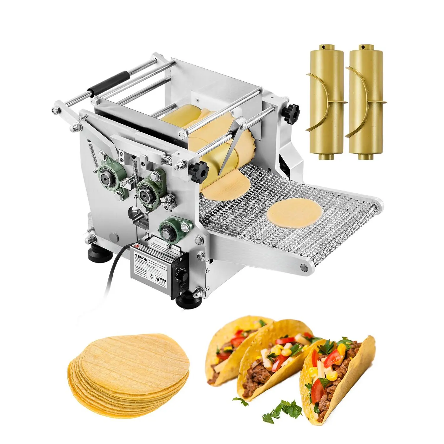 Electric Tortilla Maker, Automatic Corn Tortilla Making Machine with Non-Stick Coating and Two Molds(4 in+ 6 in), Electric Chapatti Machine Suitable for Produce Sopes Pita Tortilla Pizza