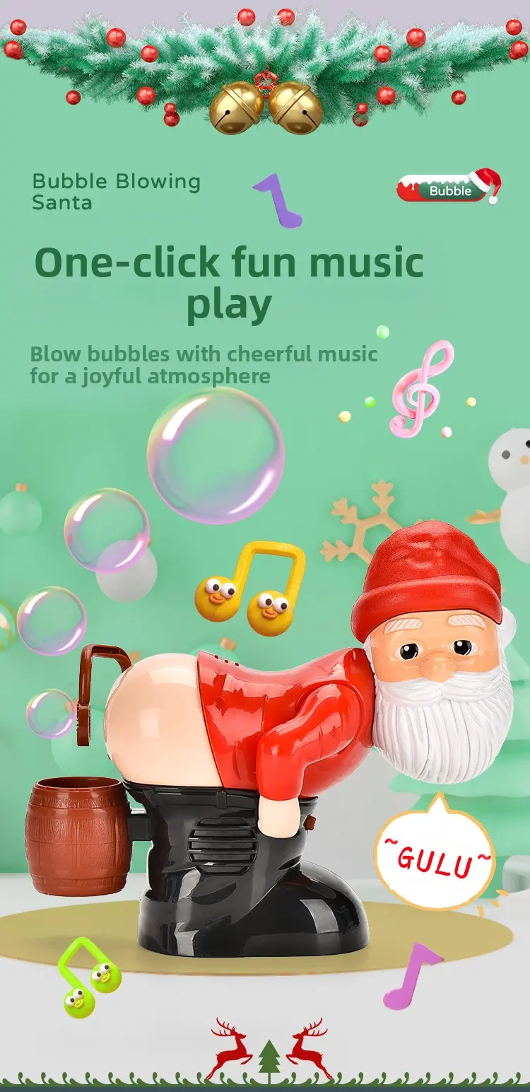 Product Introduction of Flagship Bubble-Farting Santa Claus Toy - With LED Lights & Music Bubble Christmas Toy Home & Daily Use - Festival & Party Supplies - Holiday Decorations - Christmas Decorations 3