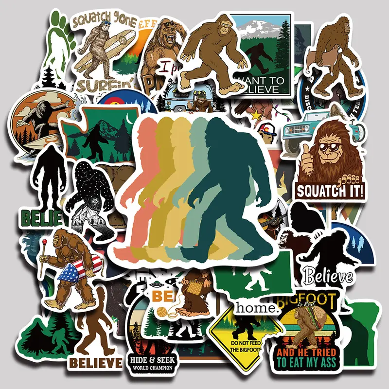 50PCS Bigfoot Aesthetic Vinyl Stickers Pack for Laptop Water Bottle Phone Case Skateboard Journal Scrapbook DIY Decoration