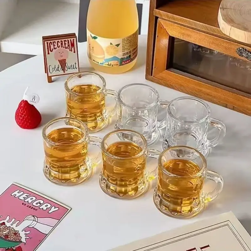 2/4/6/8/12pcs, Mini Beer Mug with Handle - Clear Glass Whiskey, Tequila and Vodka Glasses - Perfect for Parties, Weddings, Birthdays and Gift