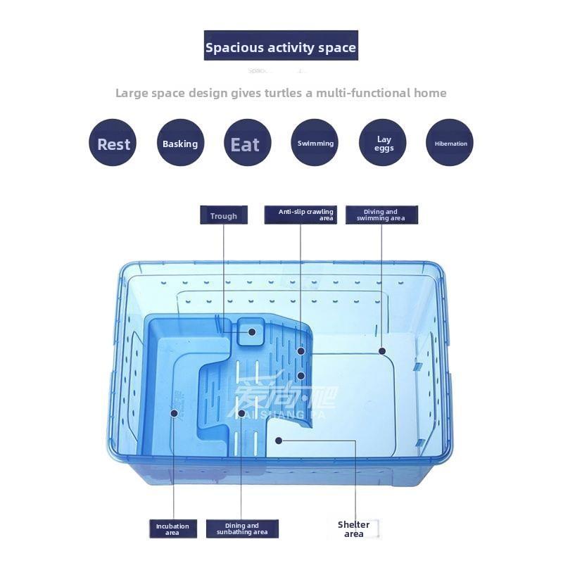 Plastic Small Turtle Tank with Basking Platform Decorative Pet Turtle Tank Brazilian Turtle Breeding Box Amphibious Box with Lid
