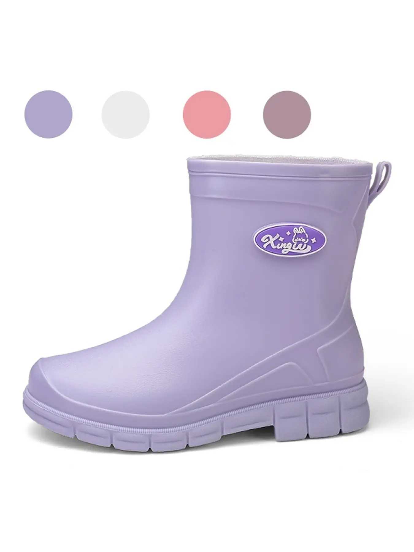 Women's Pink All Weather Rain Boots Non Slip Textured Outsole Splash Proof Collar Campus Commute Rainy Class Shoes