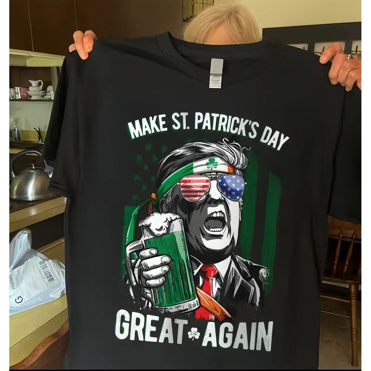 St Patrick's Day Loose Printed Casual Green Beer Irish Shamrock Graphic Short Sleeve Tee, Sports Tops