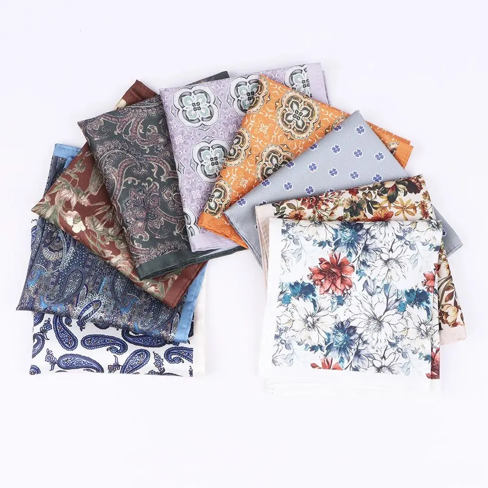 New Print Soft Pocket Square Floral Chest Towel Paisley Handkerchief Gentlemen Hankies Men's Handkerchiefs Pocket Towel Gifts