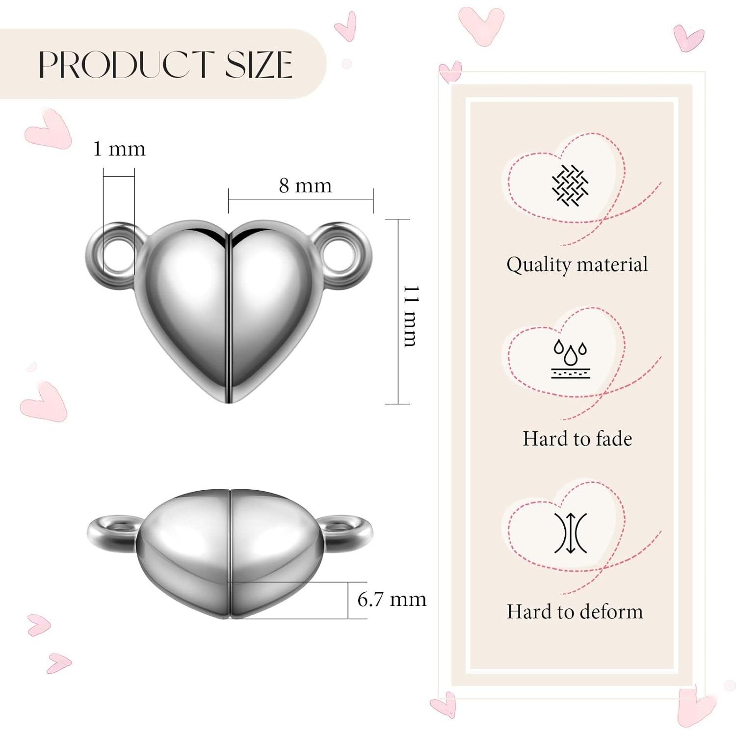 48 Pieces Heart Shaped Magnetic Clasps for Jewelry Gold Silver Bracelet Clasps Closures Magnetic Breakaway Converter for Bracelet Necklace DIY Making Wedding Jewelry Accessories,Car Interior Accessories