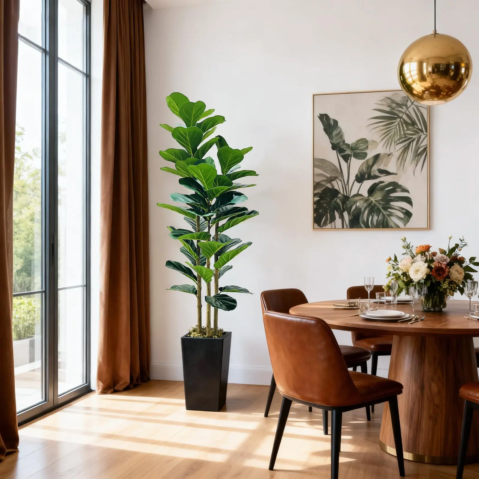 5FT Artificial Fiddle Leaf Fig Tree with Planter, Tall Faux Indoor Plant for Home Decor, Room Decor