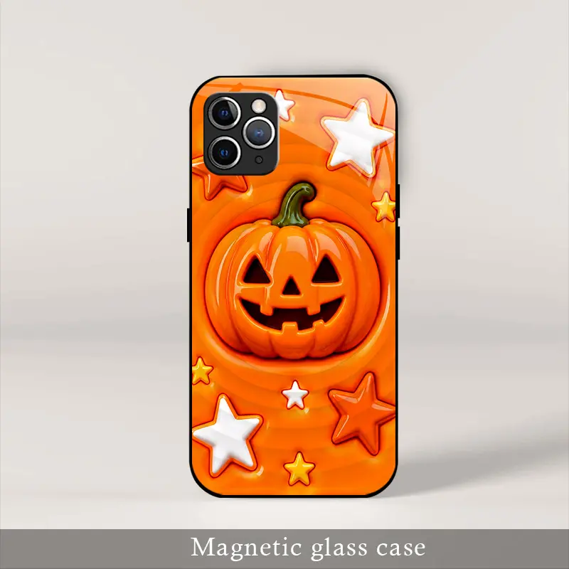 Spooky Season Essential Pumpkin Magnetic Glass Case for iPhone 11 Pro, Cute Halloween MagSafe Cover, Festive Vibe ----975