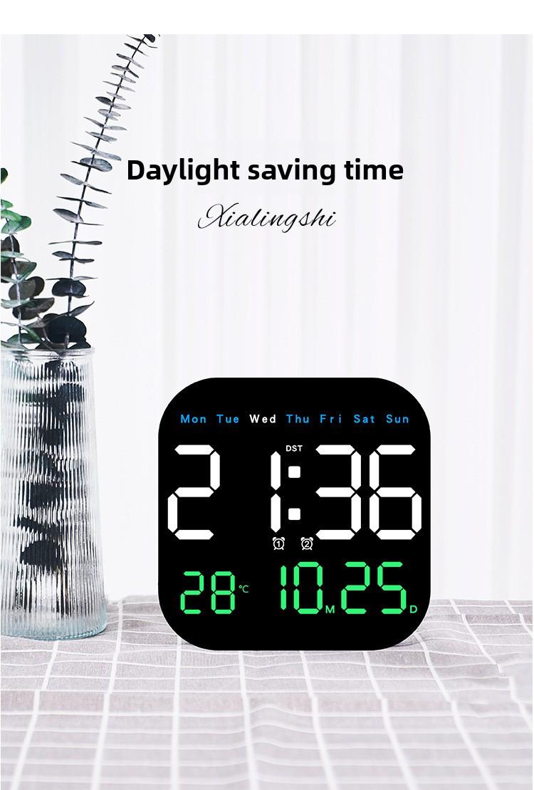 Large Display Digital LED Wall Clock Battery Operated with Temperature Date Weekday Display Adjustable Brightness Alarm Timer Modern Hanging Table Clock for Living Room Bedroom Home Decor