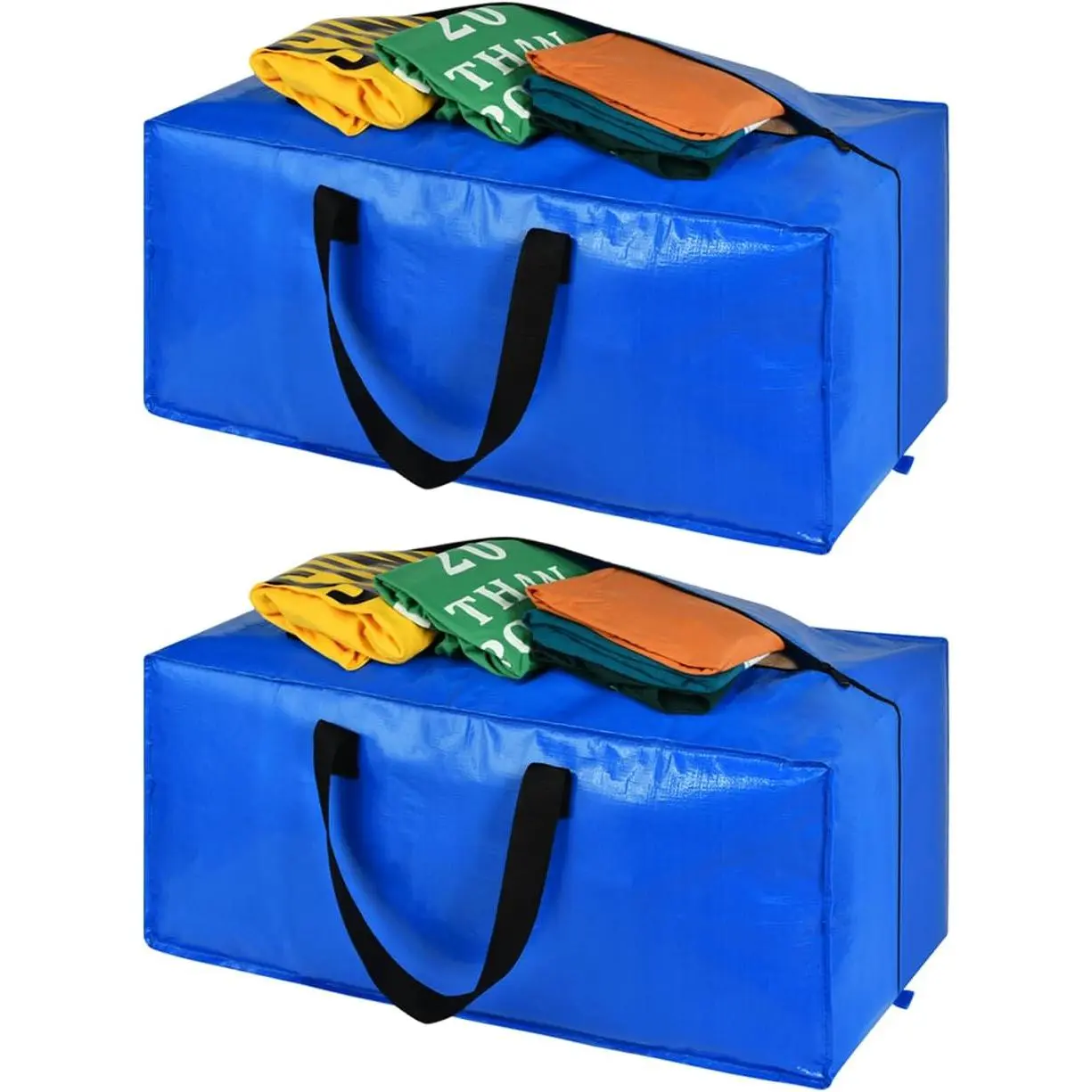Heavy Duty Blue Moving Bags with  Zipper Handles Backpack Straps | 2 Pack  Storage Bags  Moving Boxes Packing Supplies for College Dorm Room Essentials Compatible with IKEA