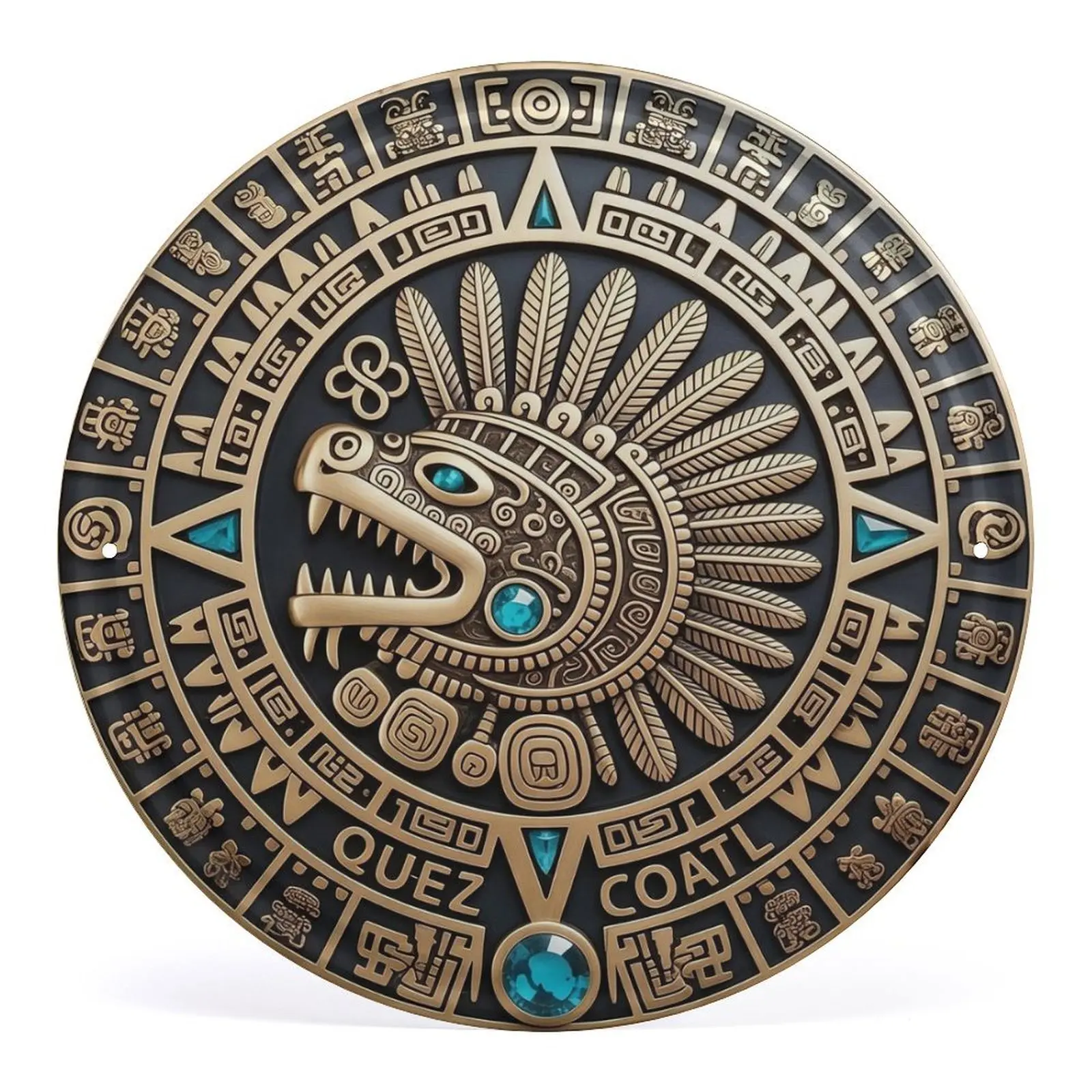 Aztec Calendar Tin Sign Mayan Culture Wall Decor Vintage Metal Signs for Home Bedroom Bar Cafe Garden And Outdoor Decoration, Round 12 In