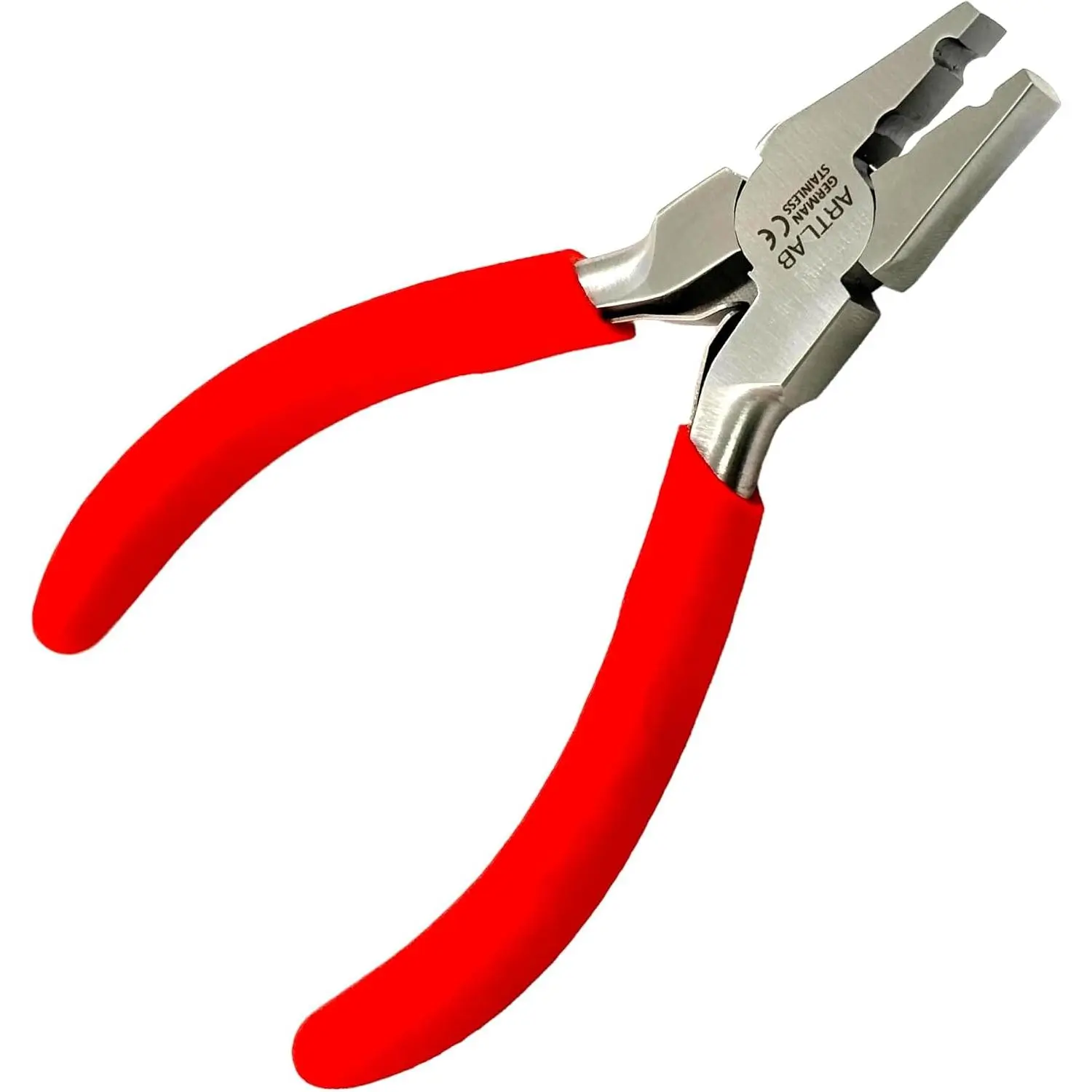 1 Each Fold-Over Crimp Pliers for Leather, Suede, and Crimping,  Making Supplies with Red Grip -  Stainless Steel