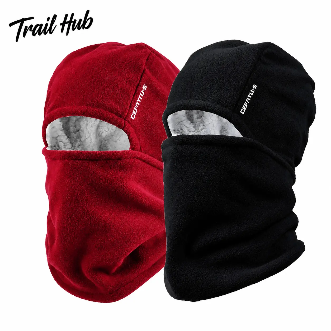 Reversible Thermal Knit Beanie with Built-in Neck Warmer for Cold Weather – Soft Fleece-Lined Unisex Winter Hat for Men and Women, One-Size-Fits-Most Head and Neck Protection in Classic Wine Red and Black