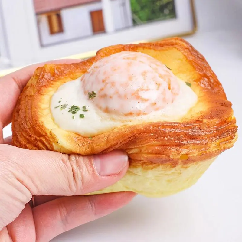 Unisex Foam Sponge Stress Relief Slow-Rising Squishy Toys - Simulation Cake, Bread, Croissant, Toast, Fried Egg Food Desk Toys for Hand Relax (Temperature Sensitive), Collectors Edition