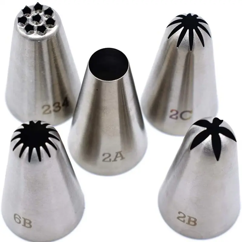 5-piece large 304 seamless piping nozzle set cream cake piping nozzle converter cross-border