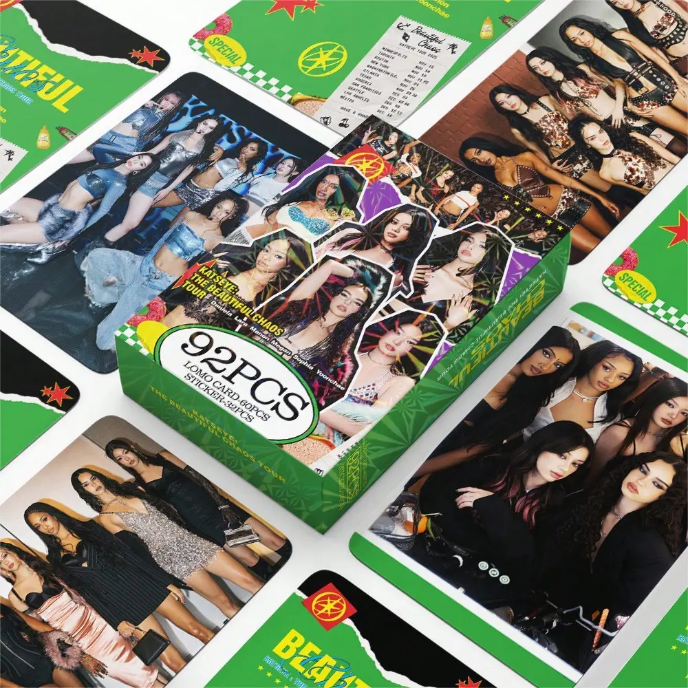 92 Piece Katseye Tour the Beautiful Chaos Collectible Photo Cards Stickers Lomo Cards, Unique Memorabilia for Fans and Collectors