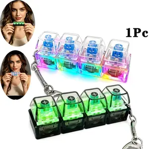 Glowing Keyboard Stress Relief Keychain, Four-In-One Pressure Release Button, Smart Gift, Transparent Design, Perfect for Relaxation, Multi Function Keychain, Fidget Keychain