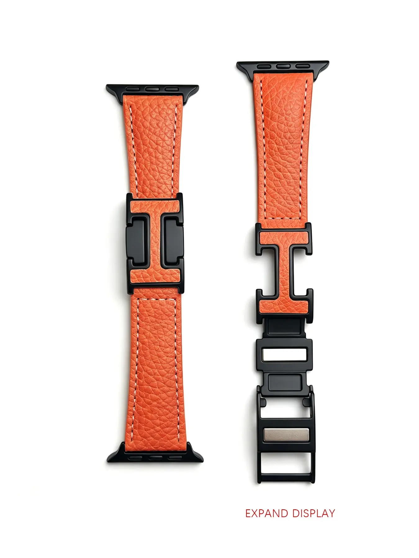 Geometric Letter Buckle PU Watch Strap, Adjustable Buckle, Fits Apple Watches, Fashion Office Accessory, 1 Piece