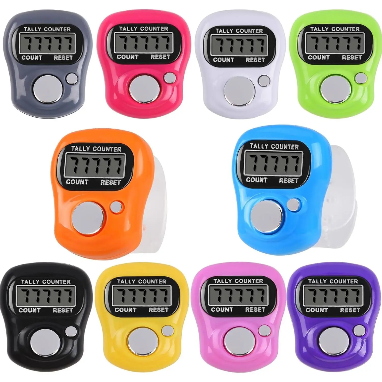 10pc Electronic Finger Tally Counter Digtal Clicker 5 Digit LCD Counting for Knitting/Golf/Coaching/Goods Counting/Lap Etc