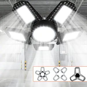 E27 LED Deformable Garage Light, Warehouse Lights with 3/4/5 Adjustable Panels 100-277V Parking Lot Workshop UFO High Bay Lamp Indoor NO Flicker Energy Saving Eye Protection Factory Shop Basements Commercial Lighting Warm/Cool White 108/216leds