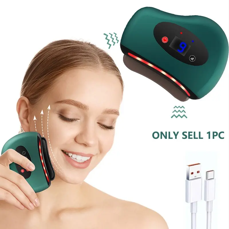 Mini Electric Vibration Gua Sha Massager, Portable Facial Lifting Tool, Cold Hot Deep Vibration Heating Device, Full Body Use, 9 Modes, Gift, Facial Care Tool