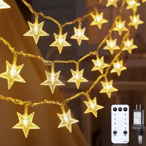 33 ft 100 LED Star Fairy String Lights Plug in with Remote and Timer, Waterproof for Bedroom Porch Wedding Party Patio Garden Tent Indoor Outdoor Décor, Warm White