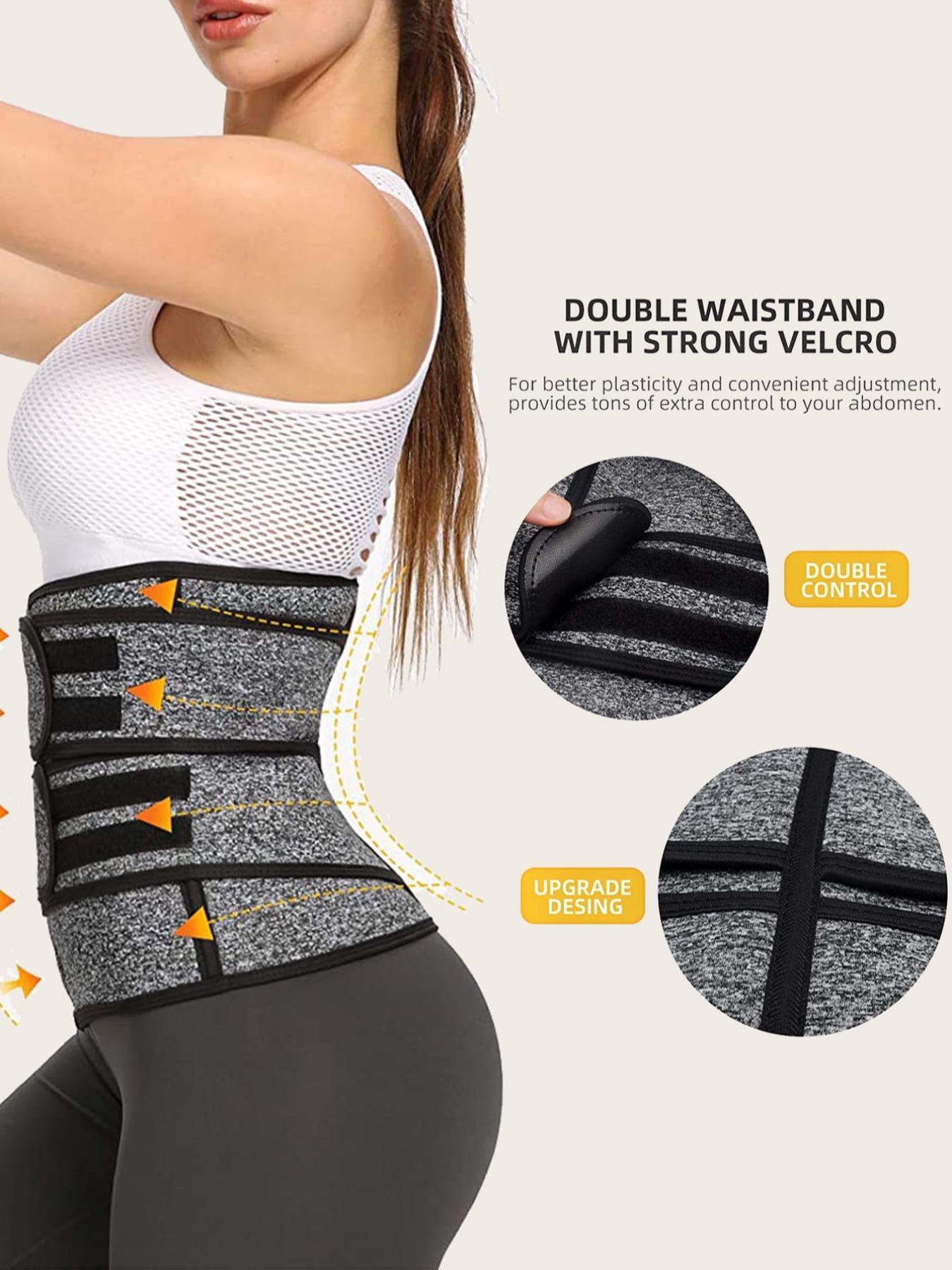 Women's Contrast Binding Zip Front Adjustable Waist Trainer, Compression Trimmer Belt Waist Cincher, Lady Tummy Control Fajas Shapewear Clothes Valentine's Day, Belly Binder