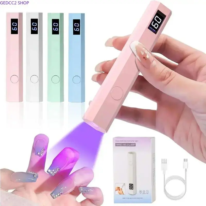 Rechargeable Portable UV LED Nail Lamp with Digital Display Dual Timer, Fast Cure Mini Gel Nail Dryer for Home Salon Manicure