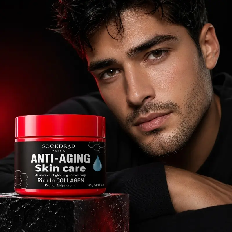 Men's Anti-Aging Skin Care, Rich In Collagen, Retinol, Hyaluronic, Moisturize, Tighten, Smooth, For Daily Use, 140g