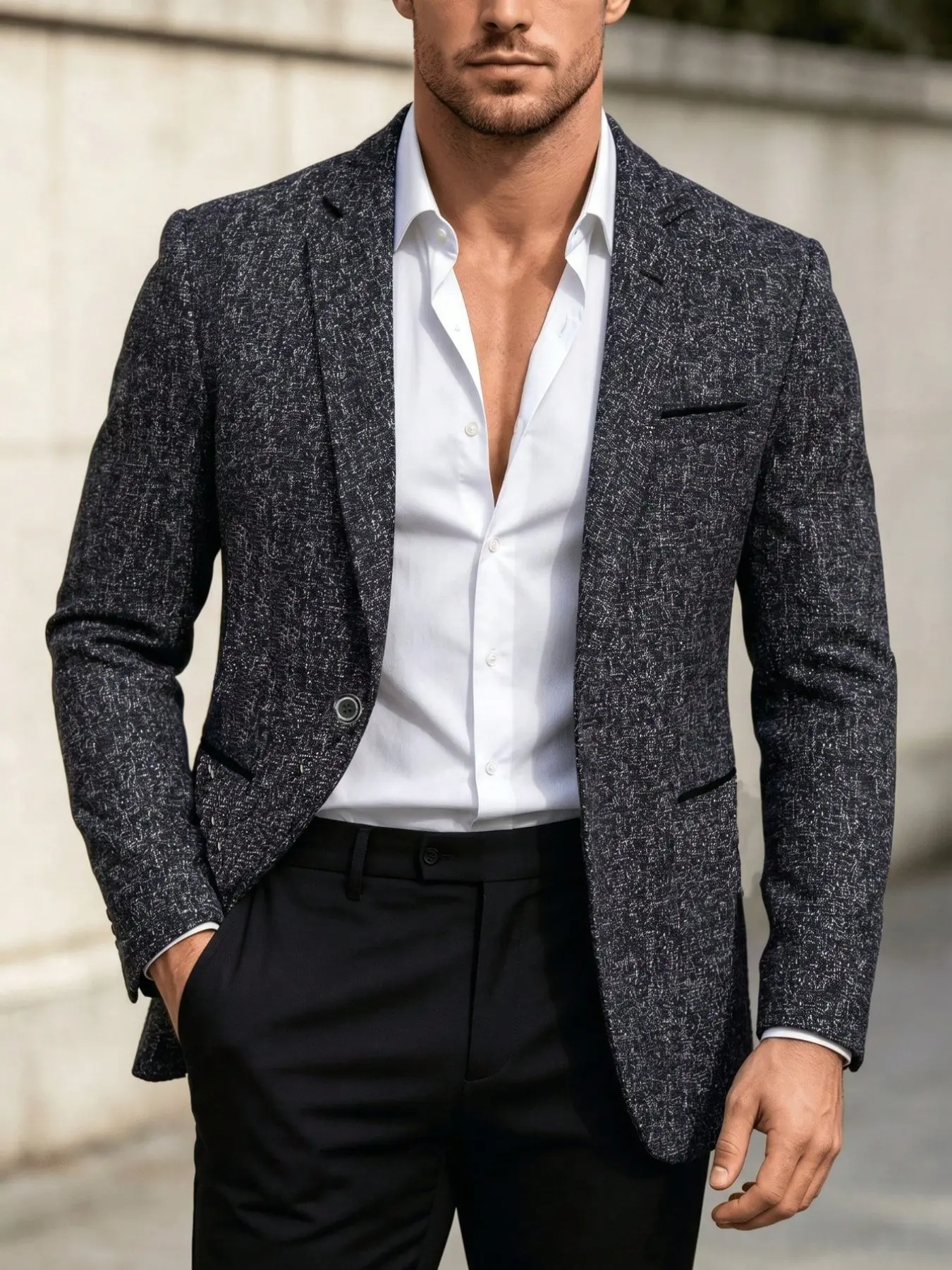 Men's Single Button Suit Jacket, Slim Fit Business Casual Blazer, Formal Wear for Office and Leisure, Stylish Men's Outerwear