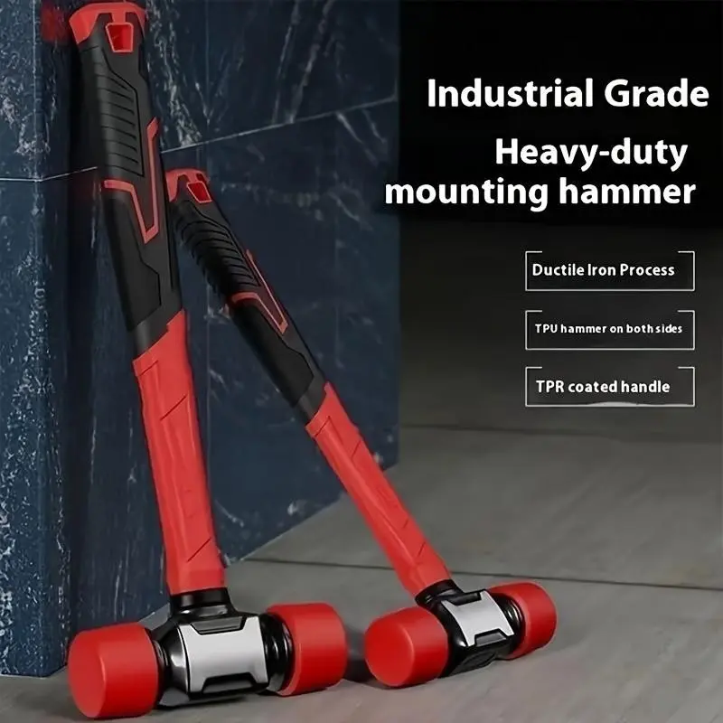 Non-Rebound Rubber Mallet, Surface-Safe Rubber Hammer for Floor & Tile Installation, Solid Rubber Head, Ideal for Professionals & Diyers, Hand Tools