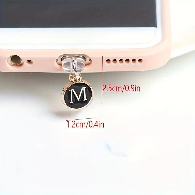 Creative Letter Design Dust Plug Phone Charm, 2 Counts Aluminum Alloy Phone Charge Port Anti Dust Plug, Fashion Durable Mobile Phone Decoration Accessories for Women & Girls, Cellphone, Phone Lanyard, Smartphone Accessories