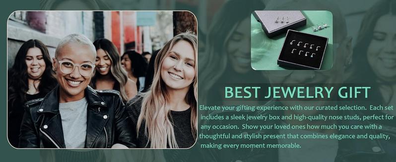 15Pcs 14K Gold Filled Nose Rings Studs 20G Surgical Stainless Steel L Shaped Nose Studs Genuine Opal CZ Nose Piercing Jewelry for Women Men