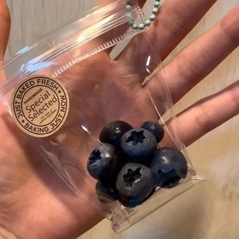 Blueberry Squeeze Toys Imitation Squishy Silicone Feel  Pressure Relief Toy Keychain Hanging Ornament Creative Handmake Gifts
