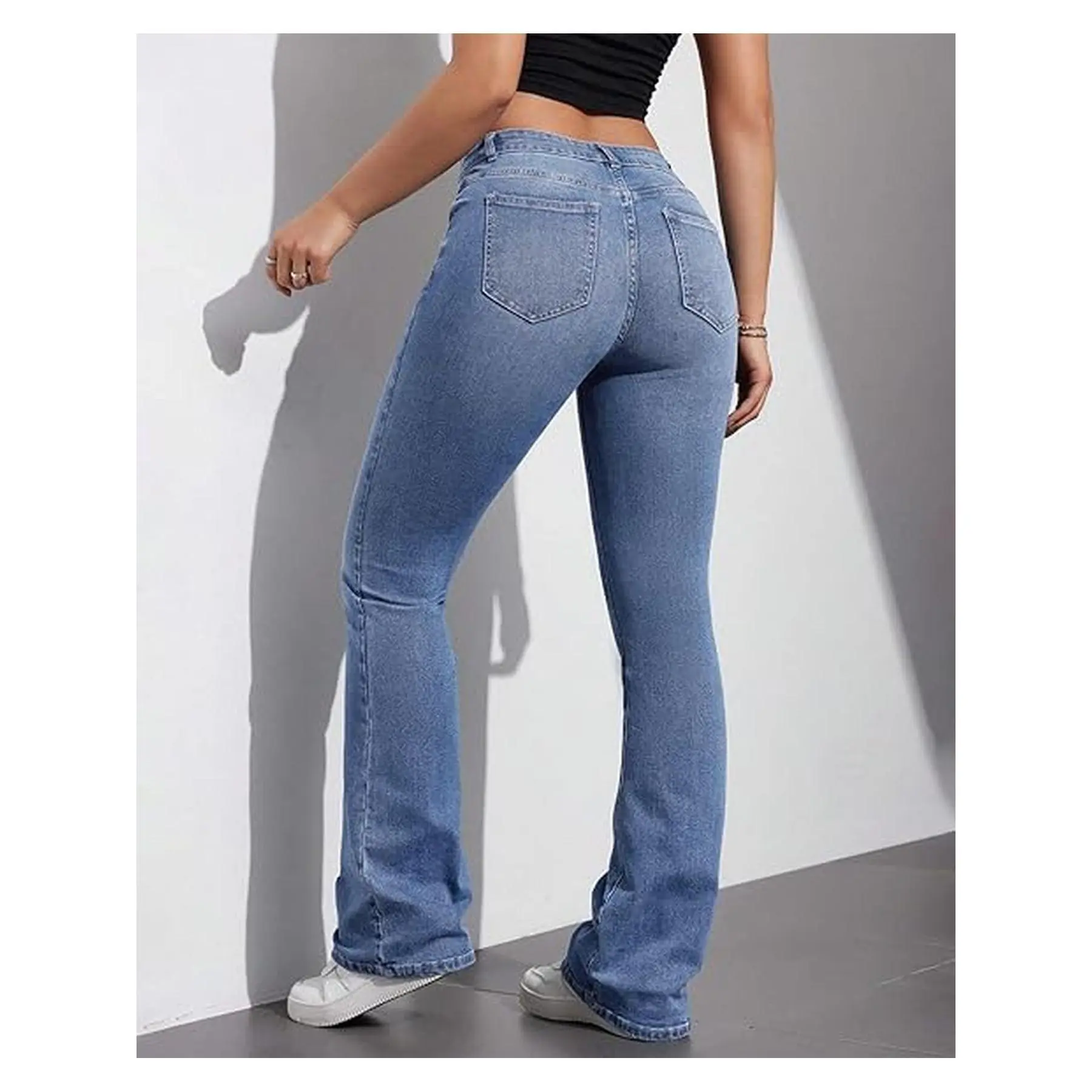 starched,jade,rise bootcut jean,fold,stacked,Tights,with,High,barrel,leg,shiny,Womens Low Waisted Stretchy Flare Jeans Causal Bootcut Denim Pants Jean