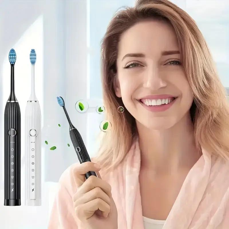 Electric Toothbrush Set, 1 Box Rechargeable Toothbrush & Replacement Brush Heads & Travel Box, Deep Cleaning Toothbrushes for Adults