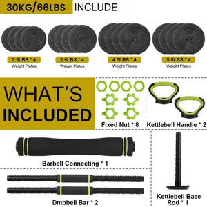 4 in 1 Adjustable Dumbbell Set 66 88 Lbs Free Weights Set Converts to Kettlebell Barbell Push Up Stand Strength Training Equipment Home Gym