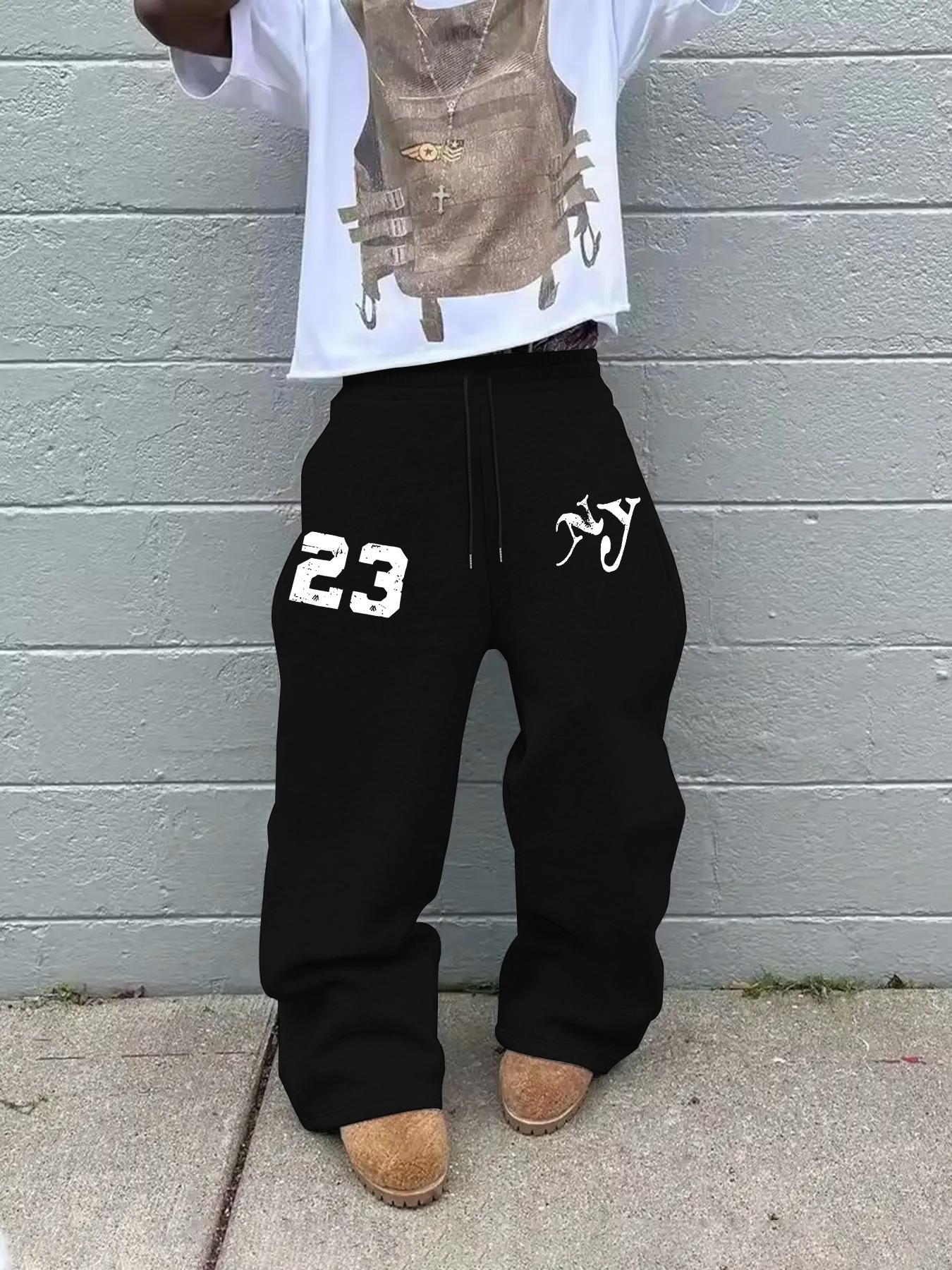 Men's Fashion Casual Relaxed Fit Solid Color Straight Wide-Leg Lightweight Sweatpants, Comfortable Pants for Summer Daily Wear