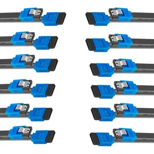 SATA Cable III, 12 Pack 6Gbps Straight HDD SDD Data Cable with Locking Latch 18 Inch for SATA HDD, SSD, CD Driver, CD Writer