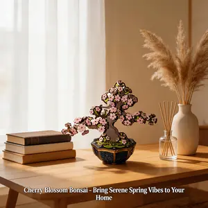 3D Cherry Blossom Bonsai Wooden Puzzle Kit - No Glue Interlocking DIY Woodwork, Mini Sakura Tree Model, Desktop Home Decor, Relaxing Craft Gift for Women's Special Occasions