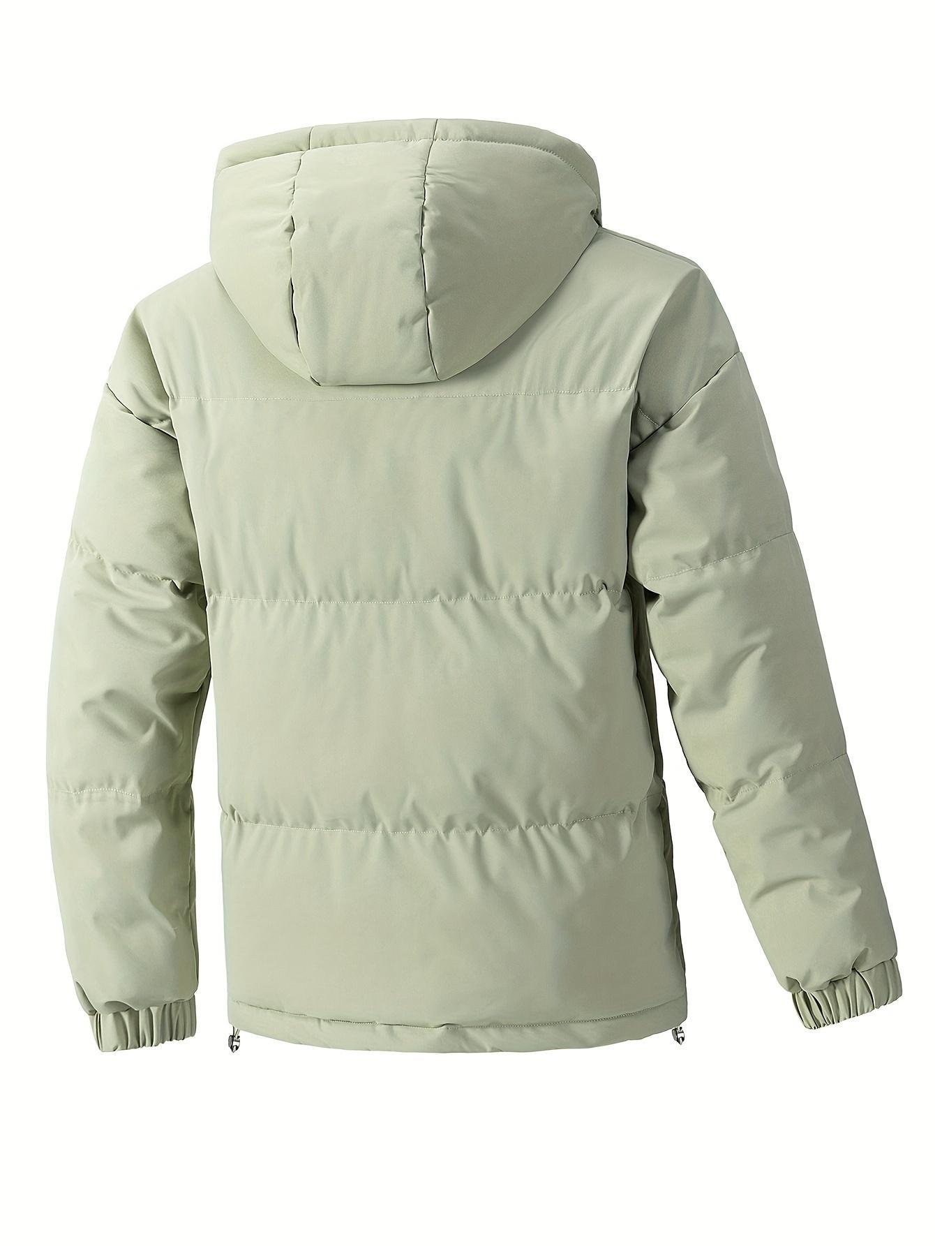 Men's short hooded thick warm cotton jacket Large windproof loose casual bread jacket American style minimalist multi pocket thick cold resistant down jacket